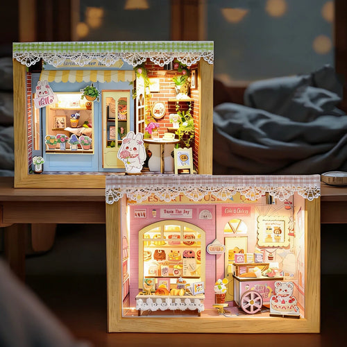 Wooden Dessert Store Miniature LED 3d wooden puzzle – complete kit