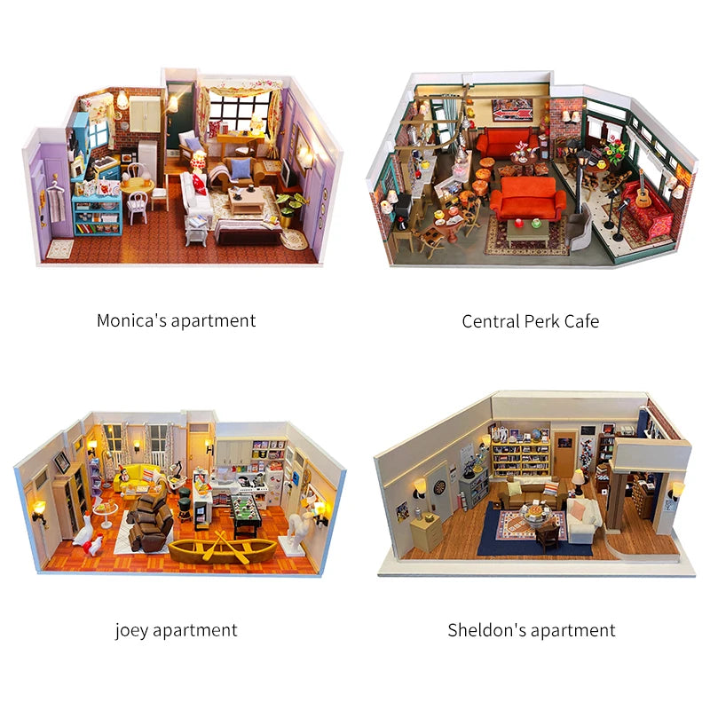 Wooden Central Perk Cafe Miniature Bookend book nook kit – display setup