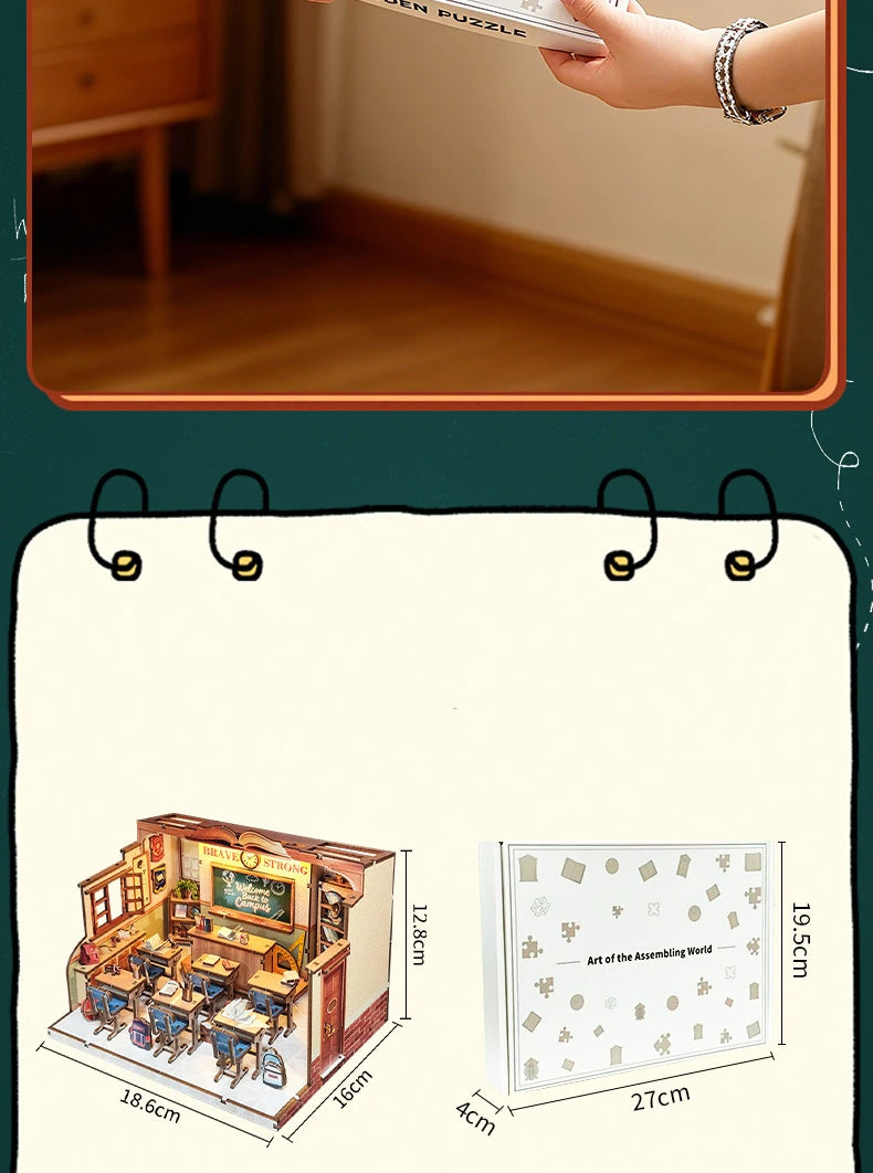 Wooden the Classroom Miniature Student Days 3d wooden puzzle – view 30