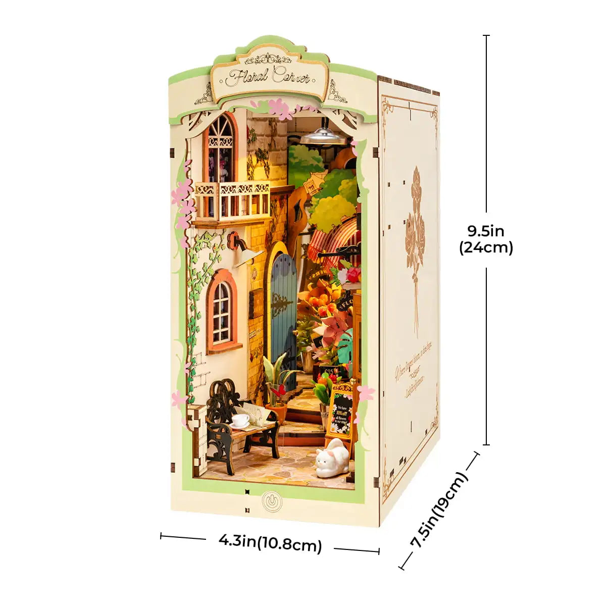 Robotime Rolife Floral Corner Book Nook 3D Wooden Toys for Wife Girls Home Book Shelf Decoration DIY Model Gifts for Family