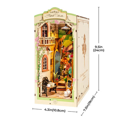 Robotime Rolife Floral Corner Book Nook 3D Wooden Toys for Wife Girls Home Book Shelf Decoration DIY Model Gifts for Family