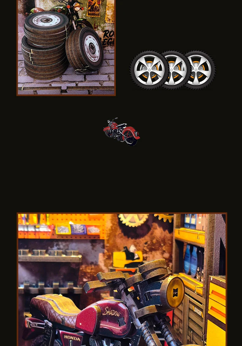 Motorcycle Repair Shop Wooden Miniature Model 3d wooden puzzle – view 21