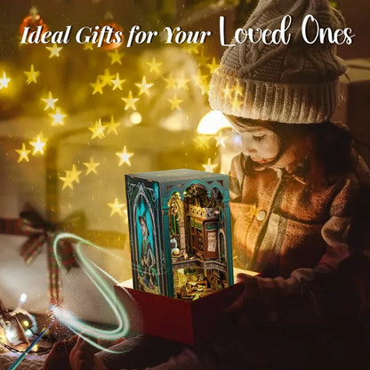 Miniature Wooden book nook kit – close-up details