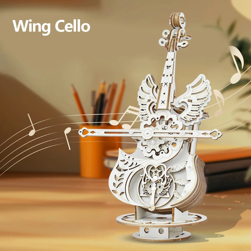 Wooden Cello Model Violin Building 3d wooden puzzle – detailed view