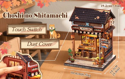 Miniature Bookshelf Insert Wooden book nook kit – with LED lights on