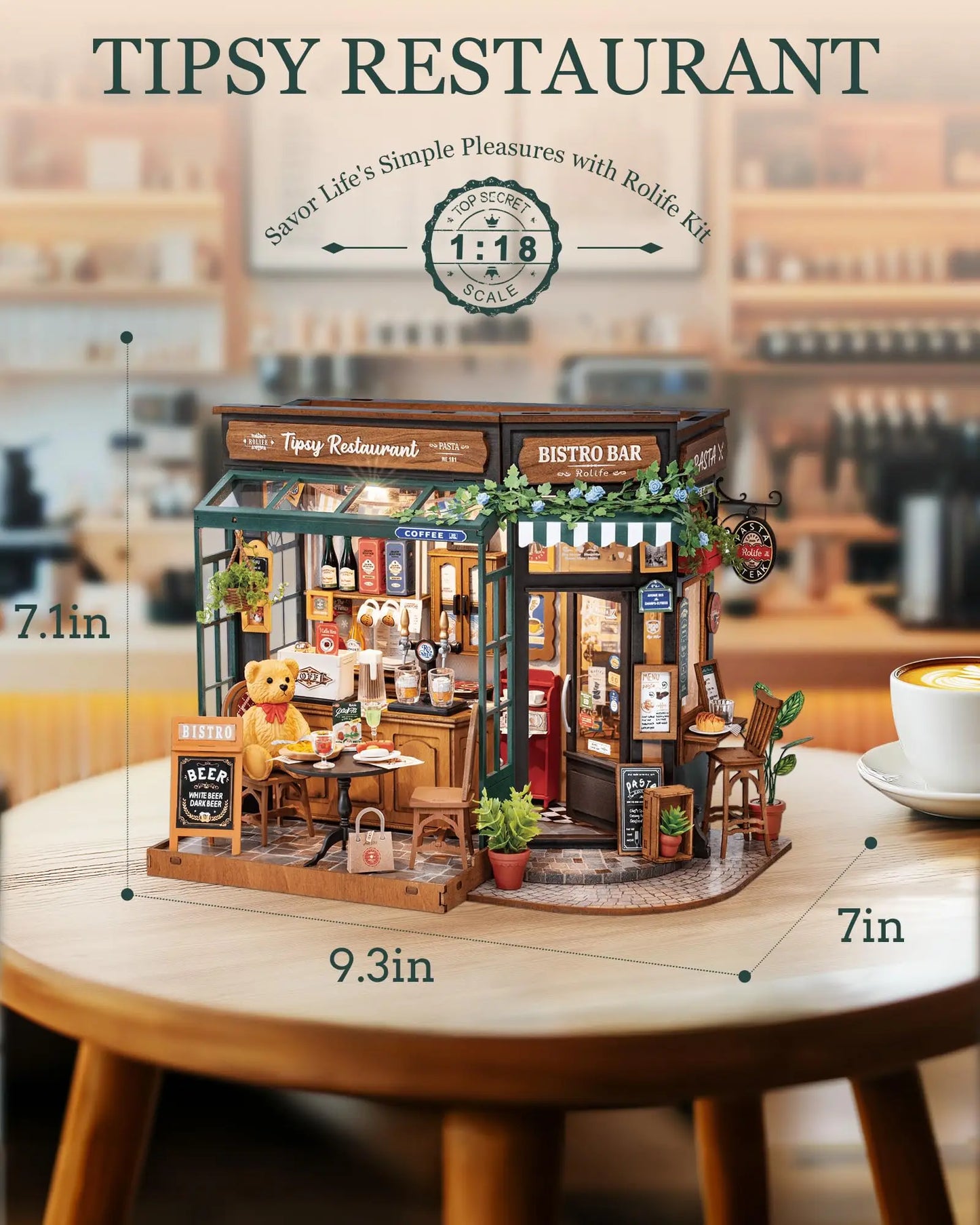 Tipsy Restaurant Miniature 3d wooden puzzle – building process