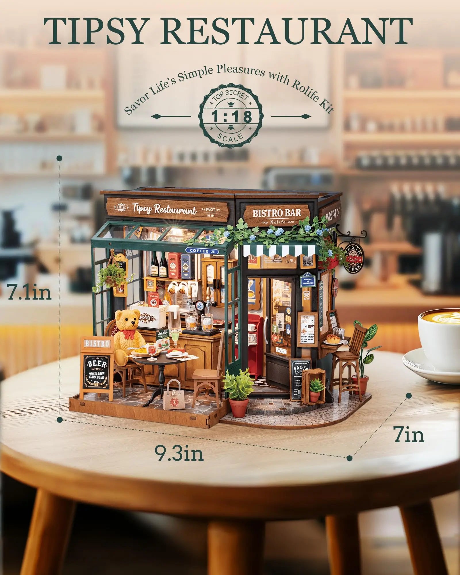 Tipsy Restaurant Miniature 3d wooden puzzle – building process