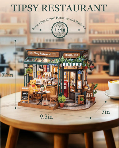 Tipsy Restaurant Miniature 3d wooden puzzle – building process