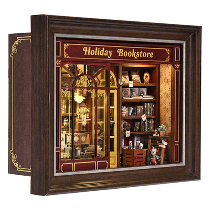 DIY Wooden Miniature Reading Room with LED Lights