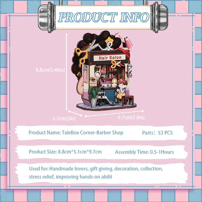 Hair Salon Corner DIY Miniature House Kit - LED Lighting Feature