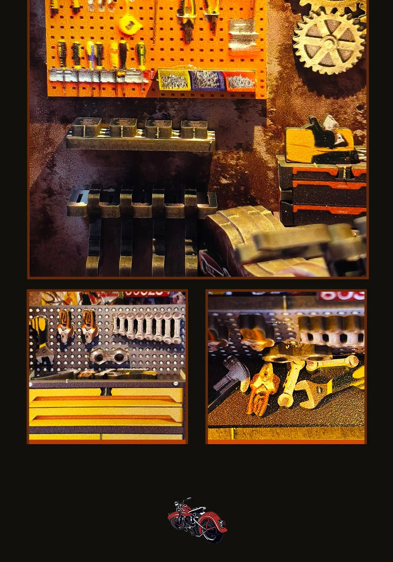 Motorcycle Repair Shop Wooden Miniature Model 3d wooden puzzle – view 19