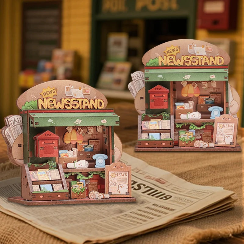 Newsstand Corner DIY Miniature House Kit - Close-up Details