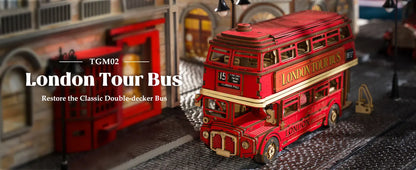 London Tour Bus DIY Miniature House Kit - Packaging Contents