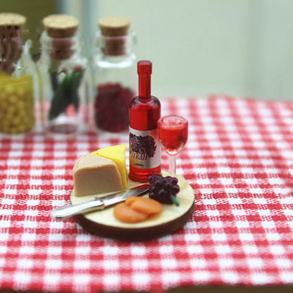 Set di piatti per torta e vino 1:12 Accessorio in miniatura