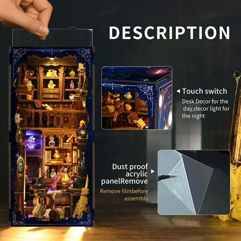 Wooden Shelf Insert Magic Potion House Miniature Model book nook kit – display setup