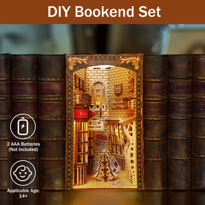 DIY Book Nook Kit with Light and Dust Cover – Wooden Miniature Puzzle