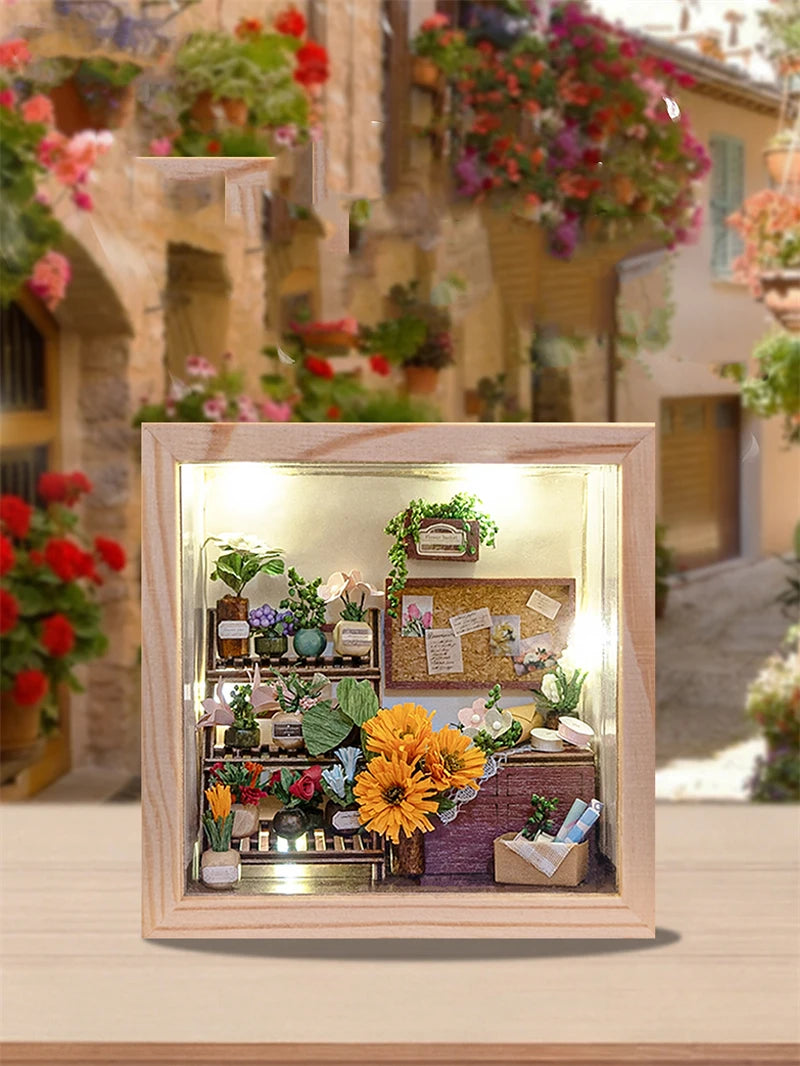 Wooden Sewing Shop Photo Frame Miniature with 3d wooden puzzle – finished result