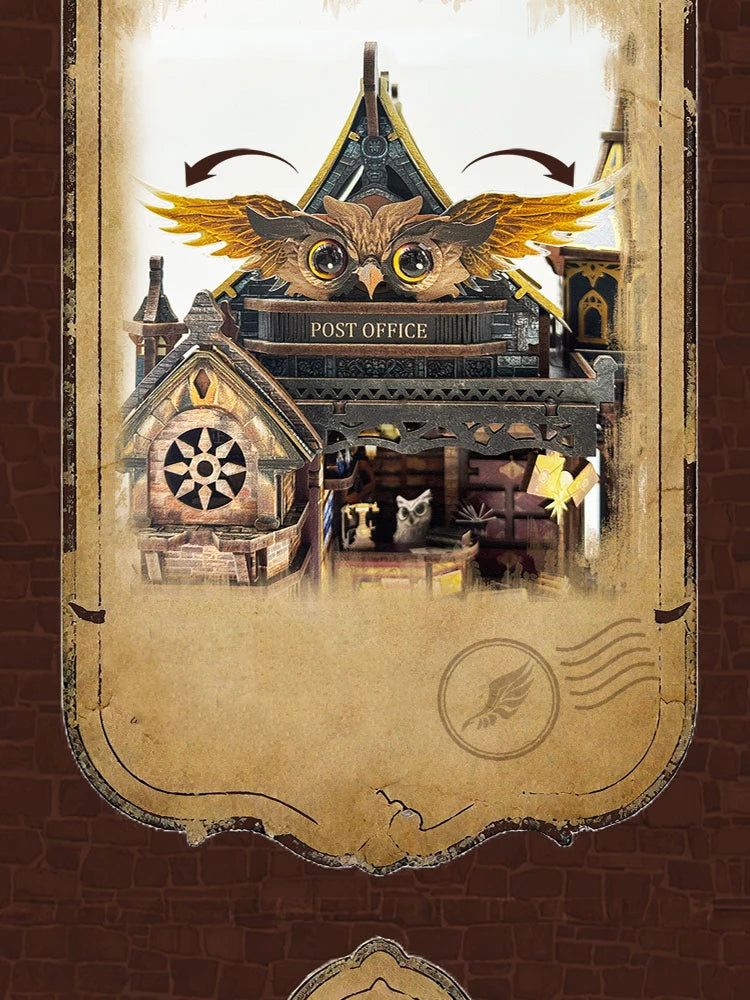 Wooden Miniature Model Owl Post Office 3d wooden puzzle – close-up details