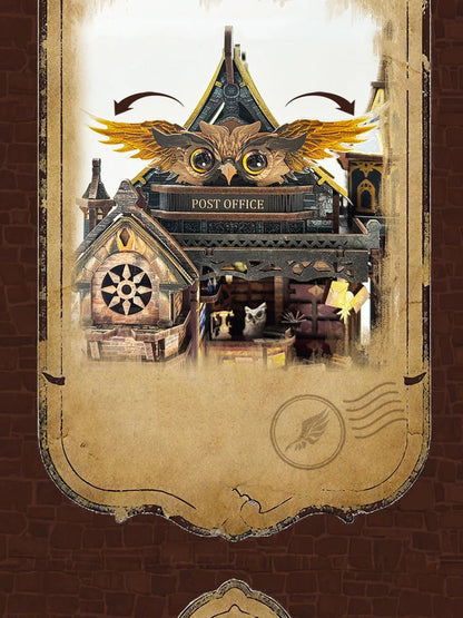 Wooden Miniature Model Owl Post Office 3d wooden puzzle – close-up details