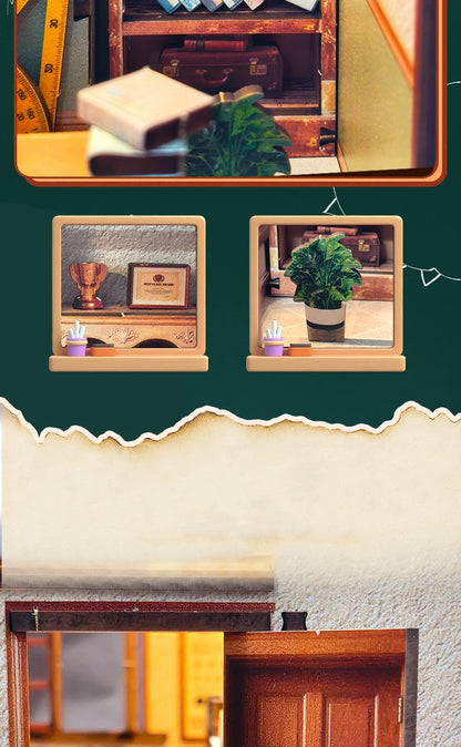 Wooden the Classroom Miniature Student Days 3d wooden puzzle – building process