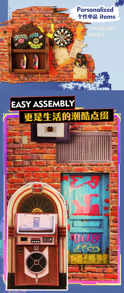 Dynamic Skatepark Diorama - Action-packed 3D Wooden Bookend 3d wooden puzzle – with LED lights on