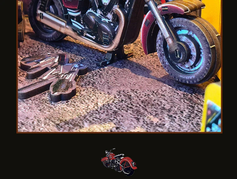 Motorcycle Repair Shop Wooden Miniature Model 3d wooden puzzle – view 11