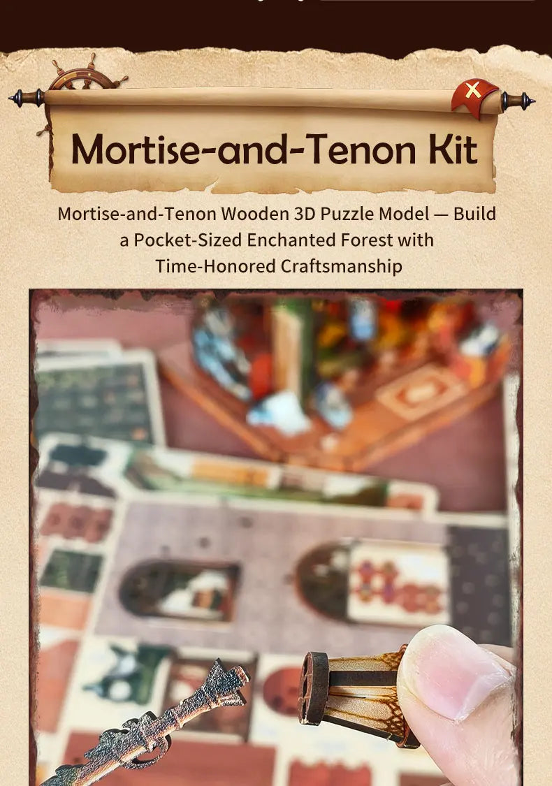 Wooden Miniature Model Owl Library Magic 3d wooden puzzle – close-up details