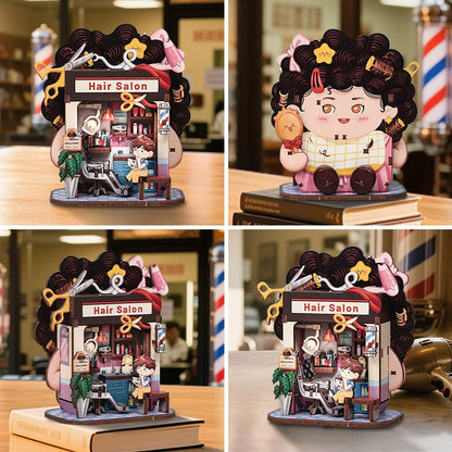 Hair Salon Corner DIY Miniature House Kit - Assembly Components