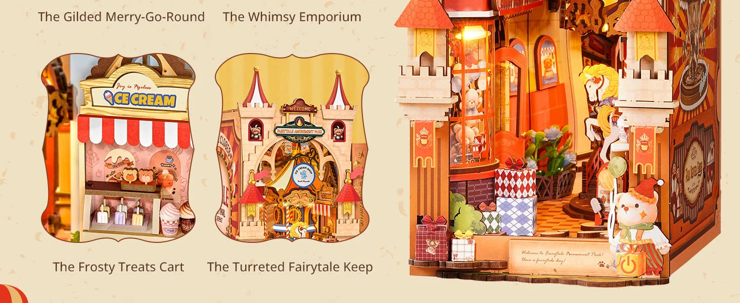 Fairytale Amusement Park book nook kit – close-up details