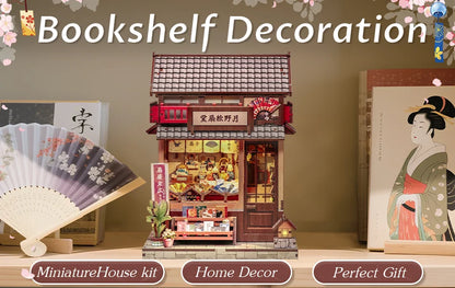 Miniature Bookshelf Insert Wooden book nook kit – side angle