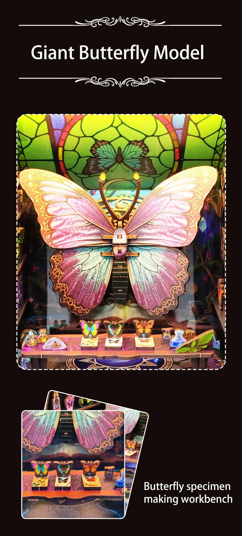 Butterfly Collection Room DIY Miniature House Kit - Assembly Components