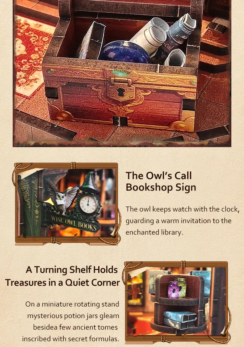 Wooden Miniature Model Owl Library Magic 3d wooden puzzle – view 31