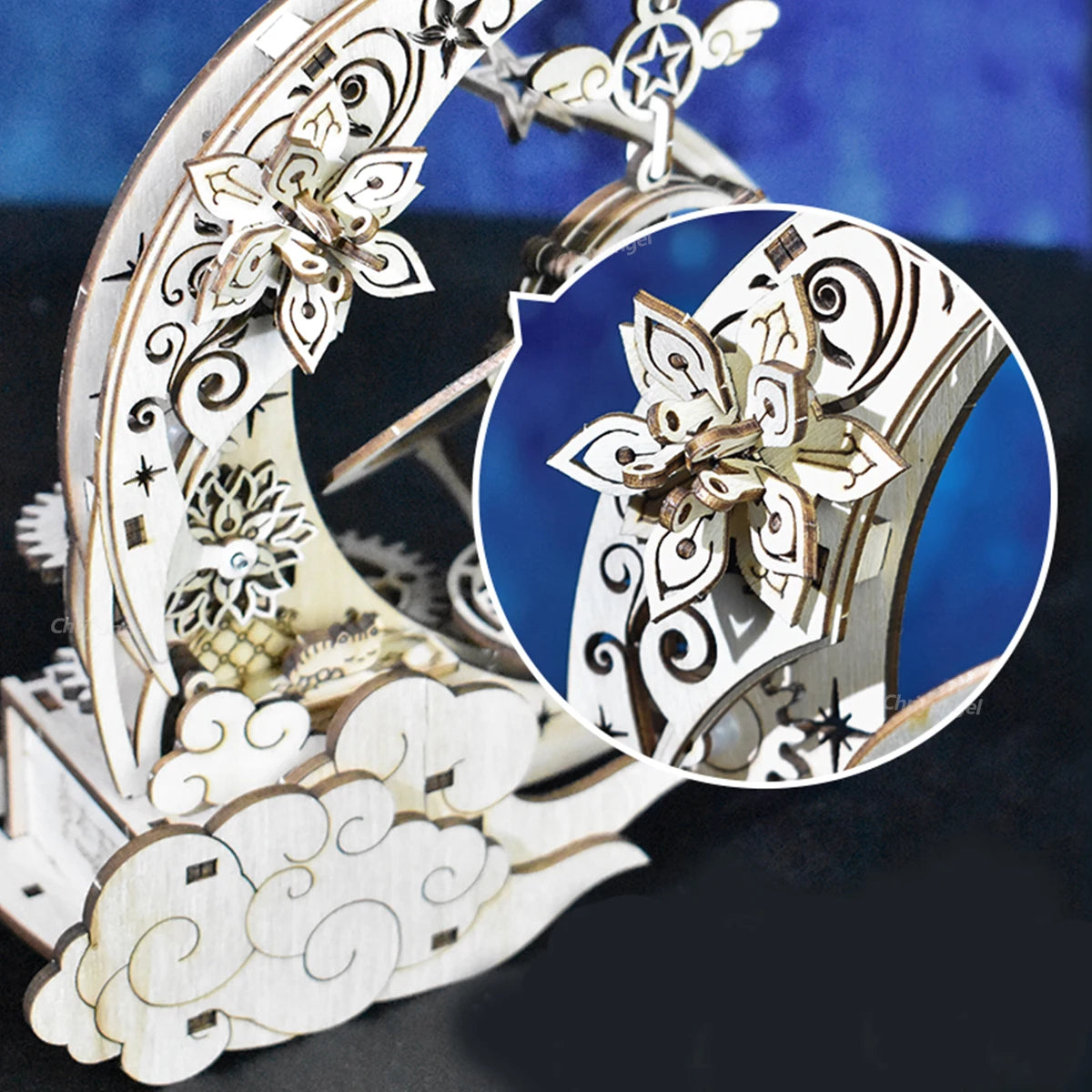 Moon Star Model Rotating 3d wooden puzzle – finished result