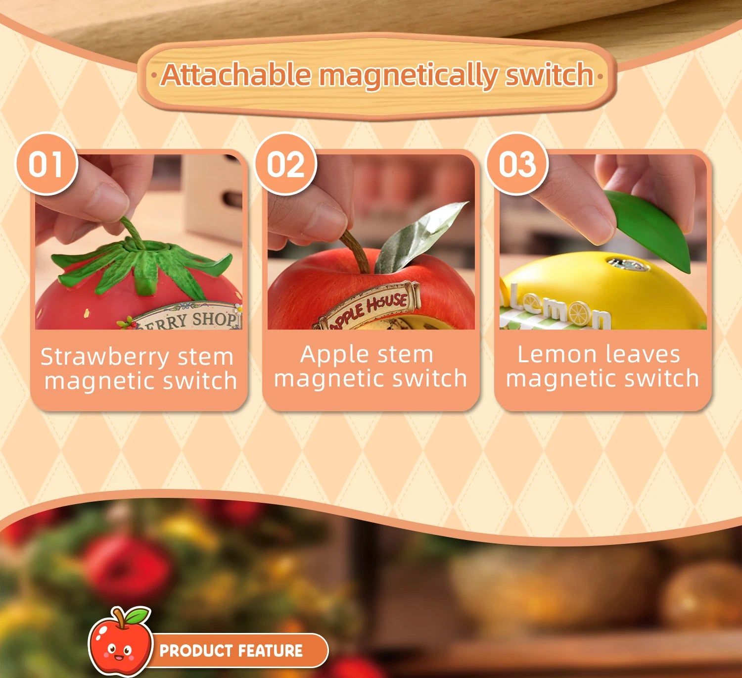 Wooden Miniature Furniture miniature house kit – with LED lights on