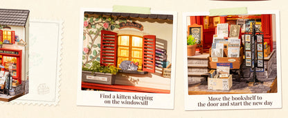 Vienna Bookstore Foldable 2 Story European miniature house kit – display setup