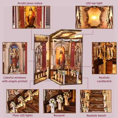 Cathedral Scene DIY Book Nook Kit - Assembly Components
