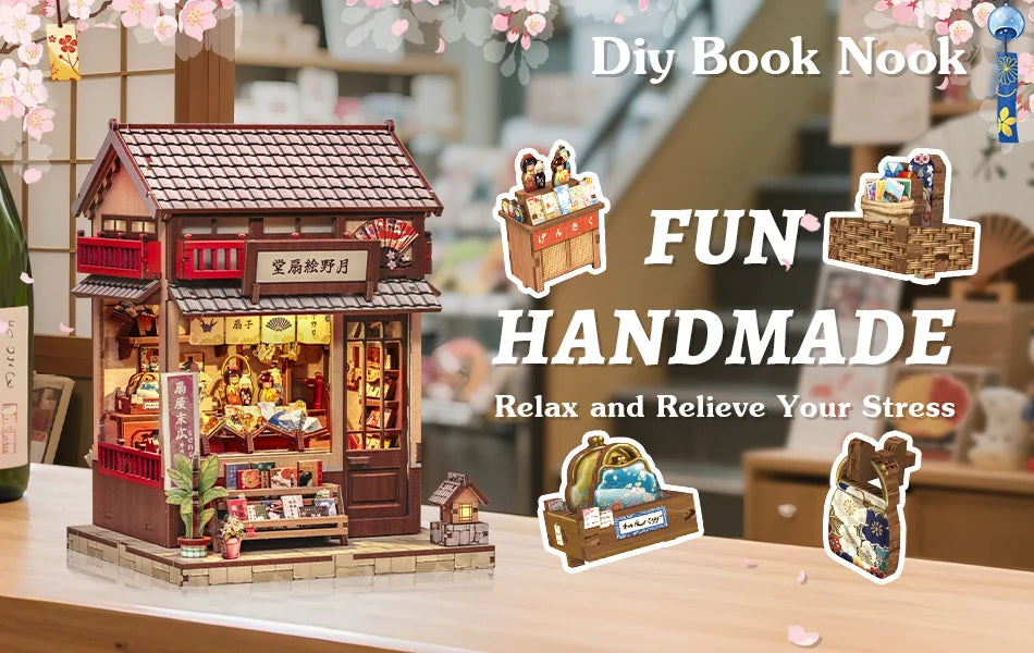 Miniature Bookshelf Insert Wooden book nook kit – close-up details