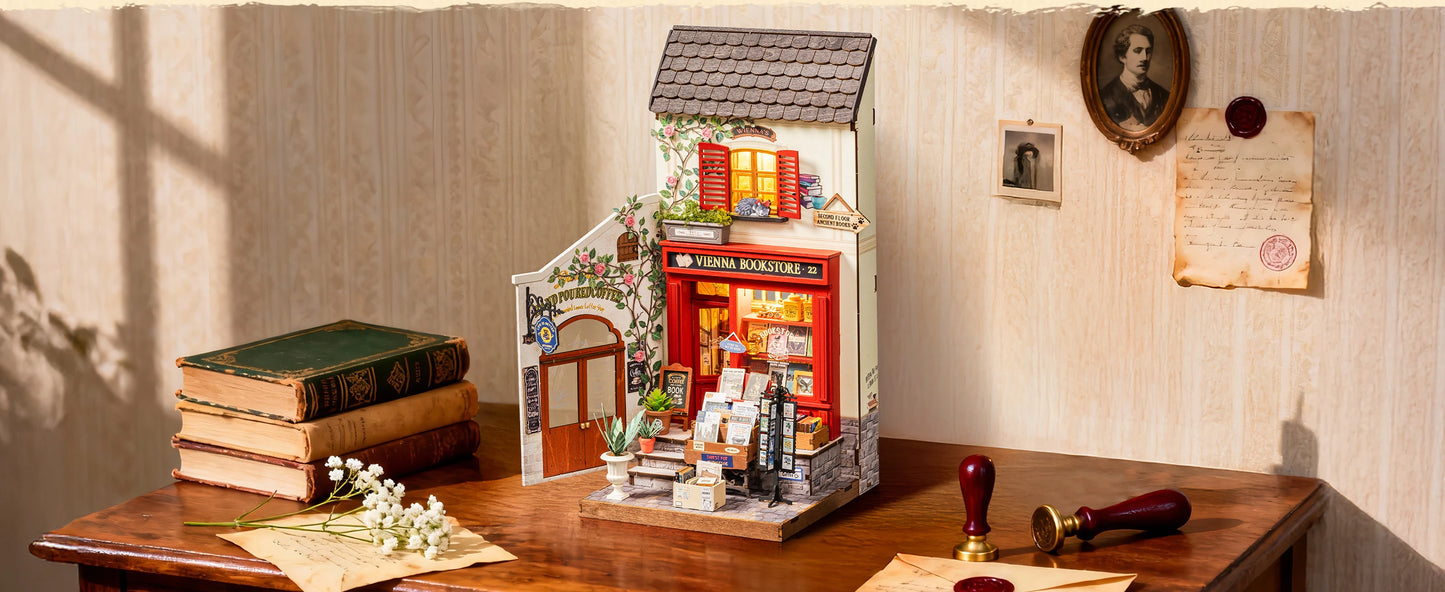 Vienna Bookstore Foldable 2 Story European miniature house kit – view 11
