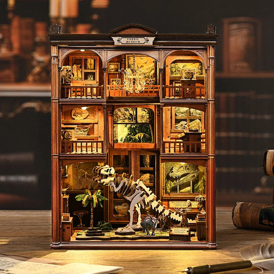 Wooden Fossil Museum Shelf Insert Kits Miniature Model book nook kit – complete kit