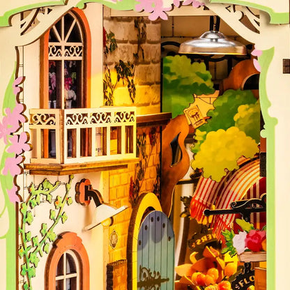 Robotime Rolife Floral Corner Book Nook 3D Wooden Toys for Wife Girls Home Book Shelf Decoration DIY Model Gifts for Family