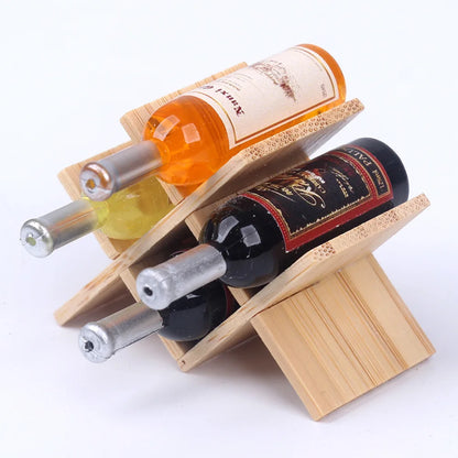 Miniature Bamboo Wine Rack Set for 1:6 Dollhouse