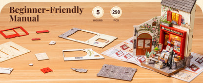 Vienna Bookstore Foldable 2 Story European miniature house kit – building process