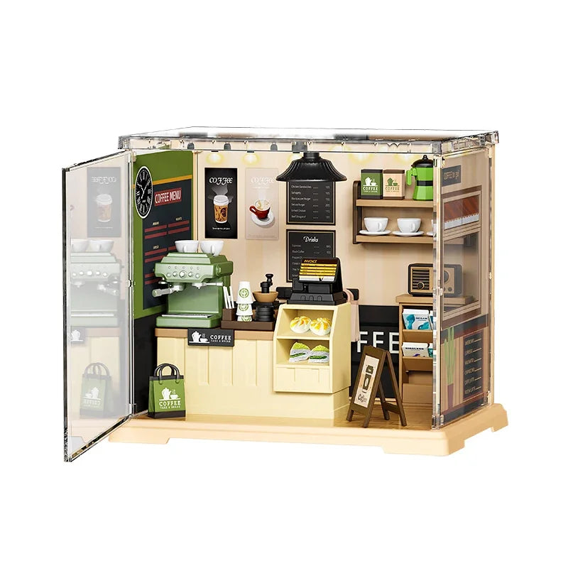 Kit per casa in miniatura fai da te per caffetteria ad angolo