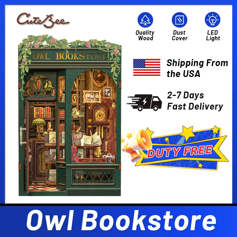 Owl Bookstore DIY Booknook Kit