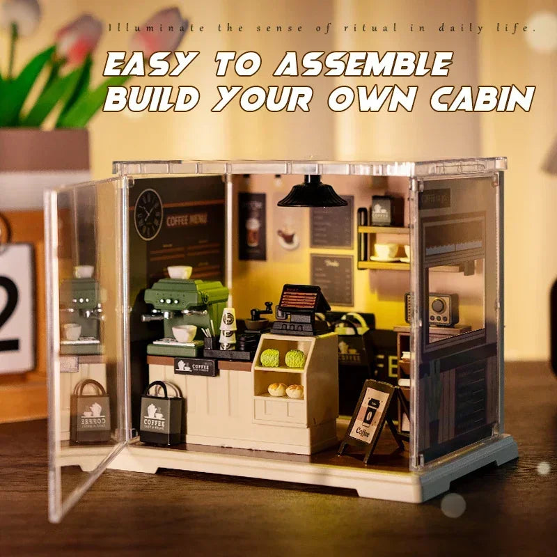 Kit per casa in miniatura fai da te per caffetteria ad angolo