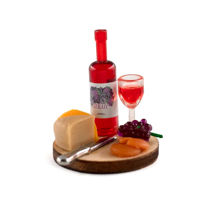 Set di piatti per torta e vino 1:12 Accessorio in miniatura