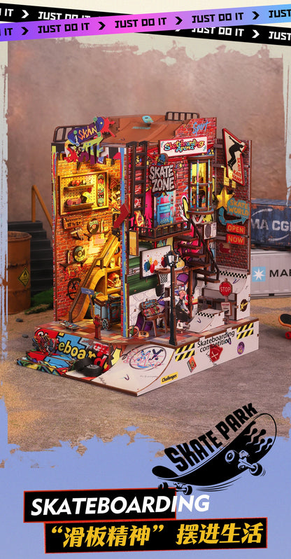 Dynamic Skatepark Diorama - Action-packed 3D Wooden Bookend 3d wooden puzzle – view 19