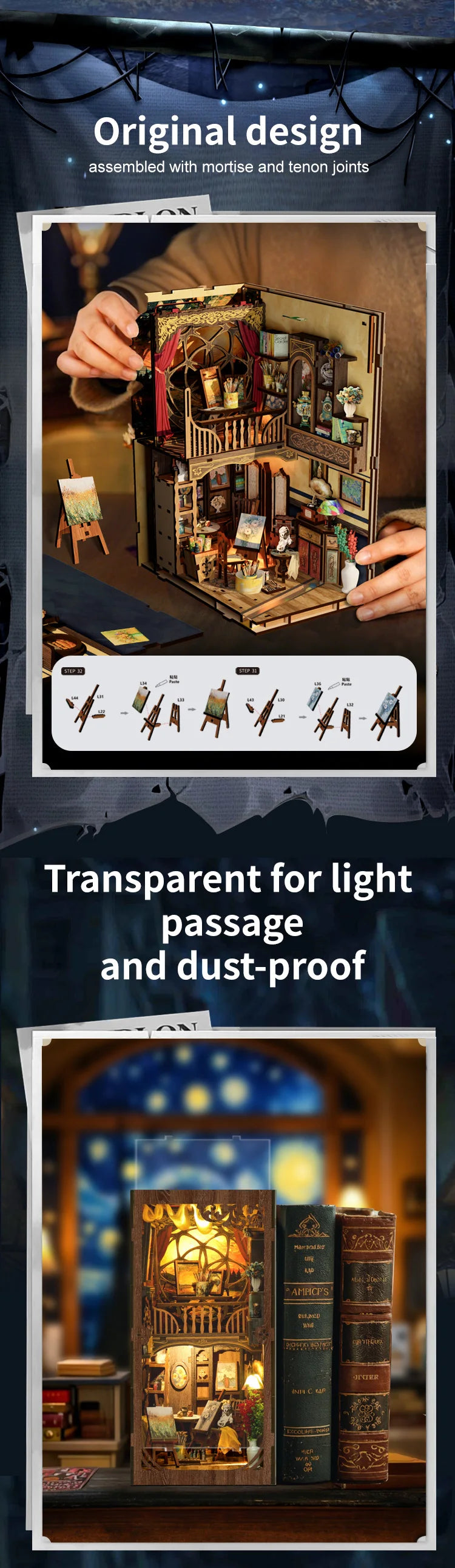 World Within the Frame DIY Book Nook Kit - Detailed View