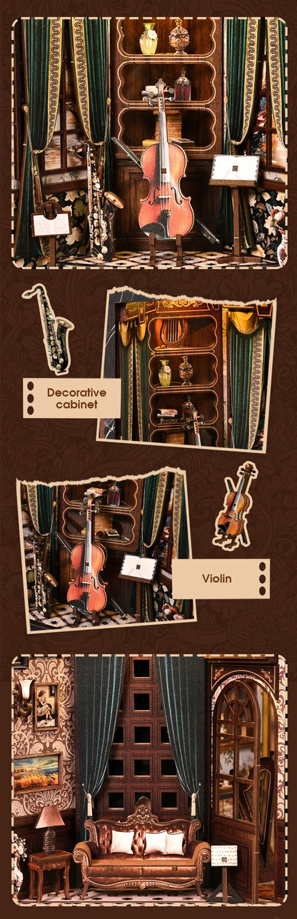 Wooden European Melody Box Shelf Insert Kits Book book nook kit – finished result