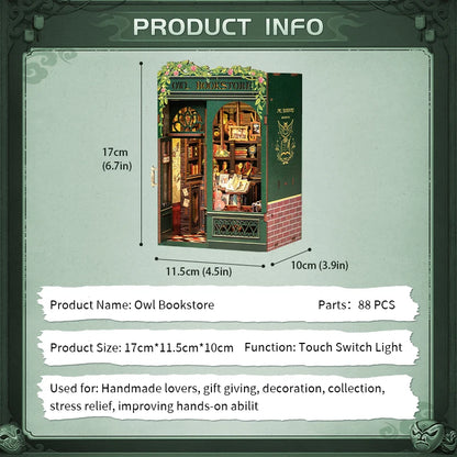 Owl Bookstore DIY Booknook Kit